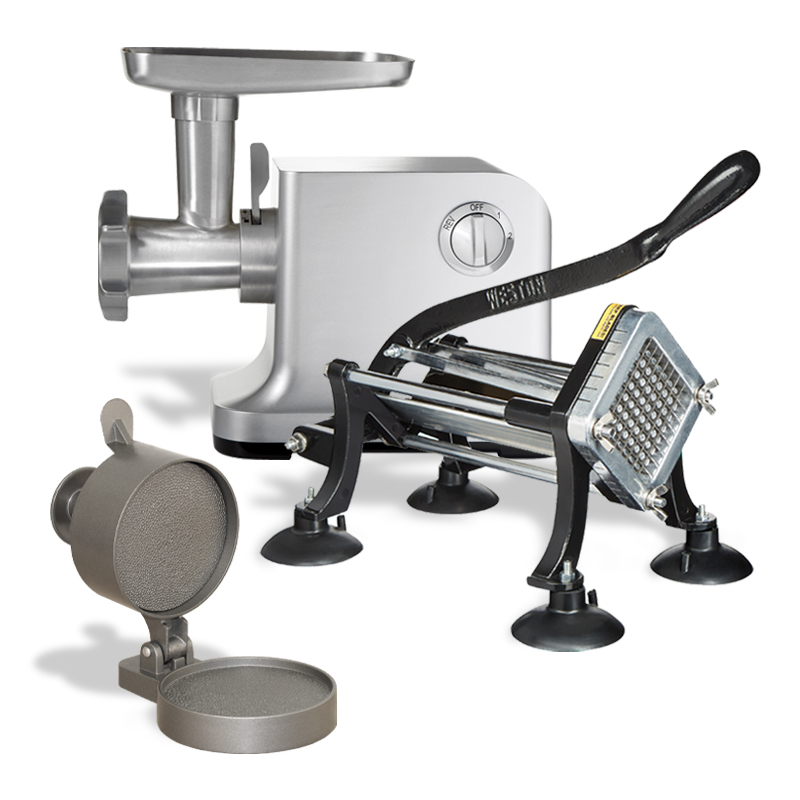Grinder, Burger Press and Pro French Fry Cutter Bundle