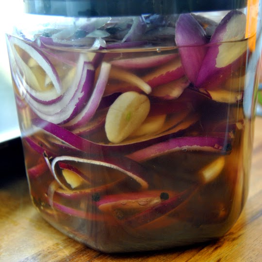 Pickled Red Onions with a Weston Vacuum Canister