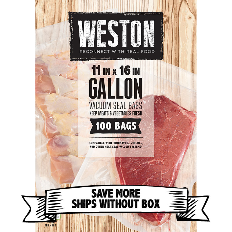 Weston® Vacuum Sealer Bags, 11 in x 16 in, 100 Pre-Cut Bags (30-0102-K)