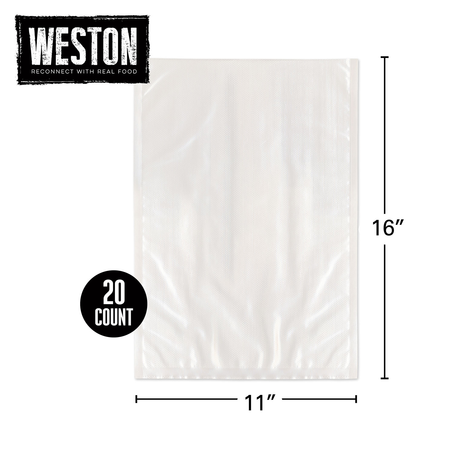 Weston® Vacuum Sealer Bags 11 in x 16 in, 20 Pre-Cut Bags - 30-0109-W