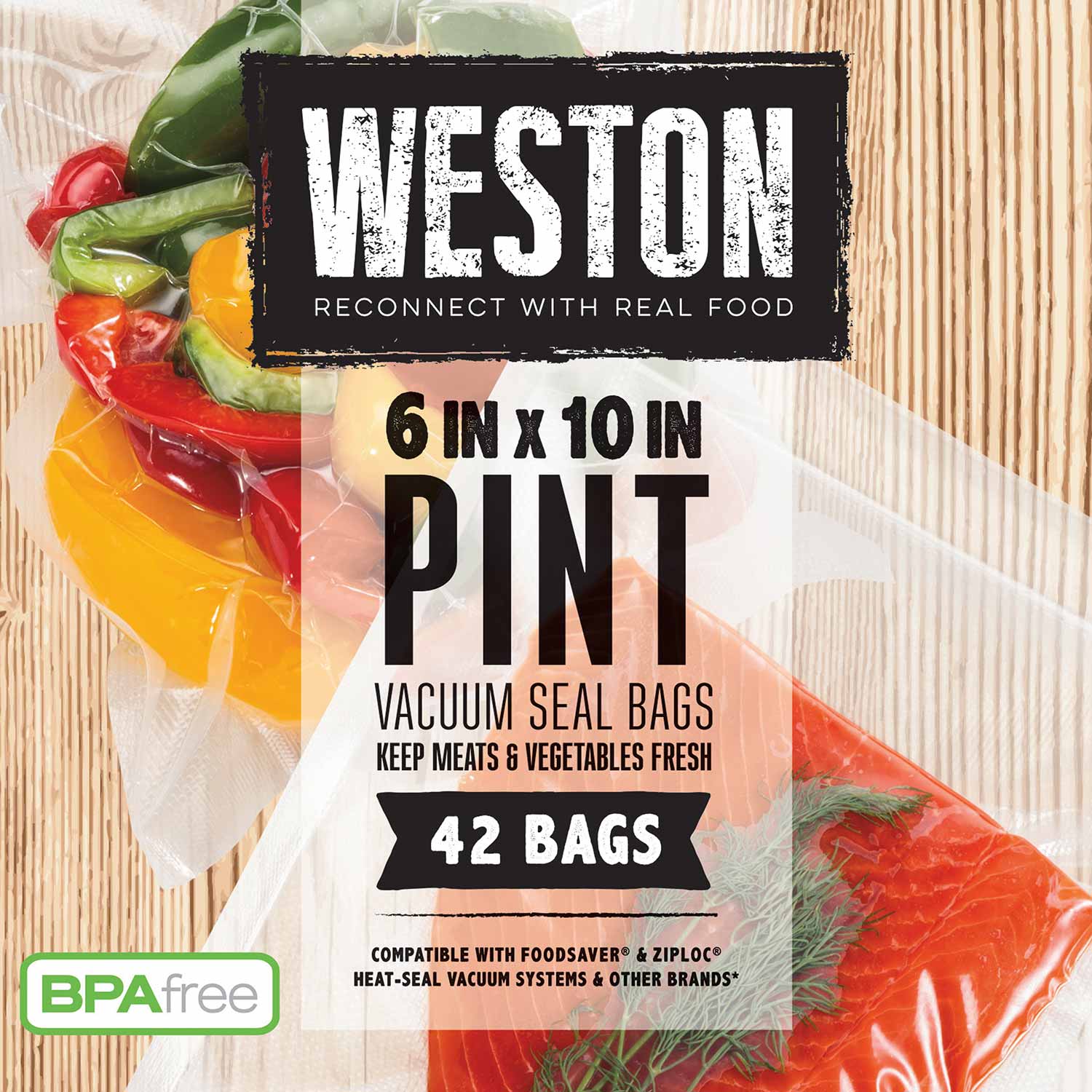 Weston® Vacuum Sealer Bags, 6 in x 10 in, 42 Pre-Cut Bags - 30