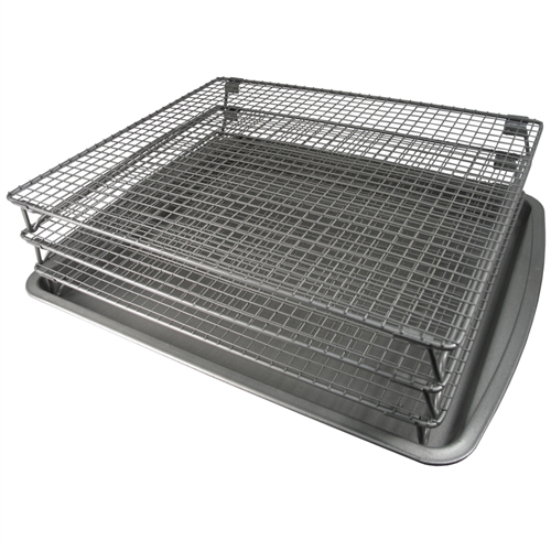 Food Dehydrator Drying Rack 3 Tier Baking Pan Stackable Jerky Meat Non Stick New 