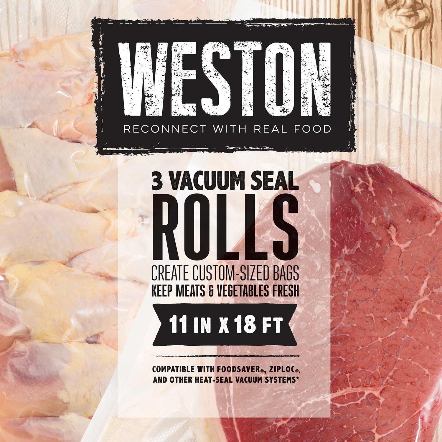 Weston® Vacuum Sealer Bags, 11 in x 18 ft Roll 3-Pack (30-0202-W)