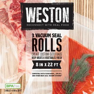 Get parts for Weston® Vacuum Sealer Bags, 8 in x 22 ft Roll 3-Pack (30-0201-W)